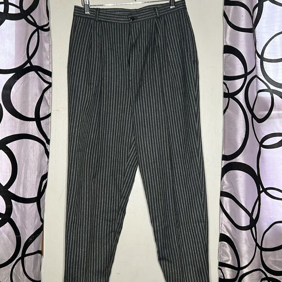 Vintage 80s Just For Petites Black & gray striped pants, vintage 12,30” waist - Picture 3 of 8